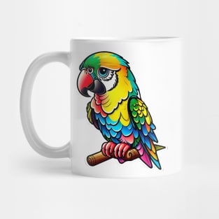 Cute happy macaw parrot yellow, green and blue Mug